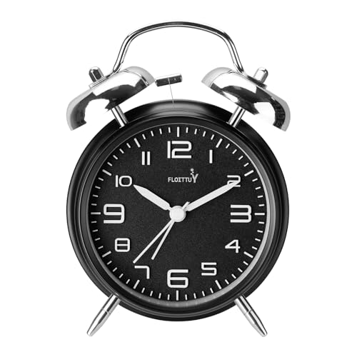 FLOITTUY (Loud Alarm for Deep Sleepers 4 '' Twin Bell Alarm Clock, Stereo Digital Dial Alarm Clock