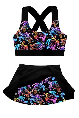 Image of Girls 2 Piece Tankini Swimsuit Summer Boyshort Bathing Suit with Beach Skirt Swimwear 5-16 Years