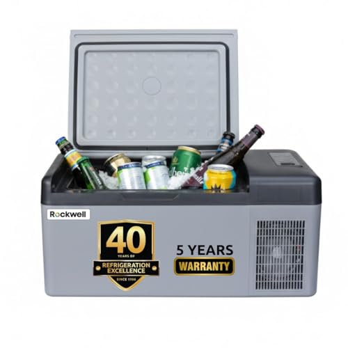 Image of Rockwell 15Litres Portable Car Fridge Cooler Freezer, 5 Year Warranty, 12V DC / 220V AC Compatible, for Outdoor Adventures, Car, SUV, Camping, Travelling, Truck, RV, Low Noise (RMC15S, Grey)