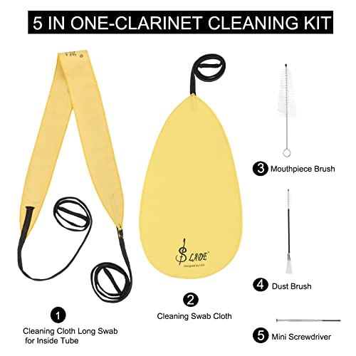 image for YUNNLEZT Clarinet Cleaning Kit, Clarinet Cleaning Cloth All In One, In