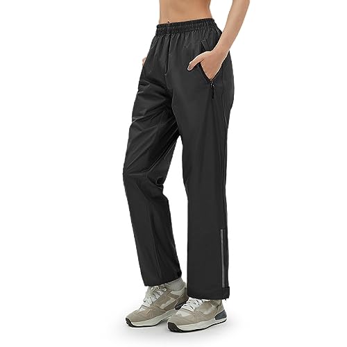 Ourcan Rain Pants Women Waterproof Pants Lightweight Breathable Hiking Cycling Outdoor With Pocket Black #TOP7