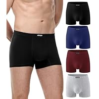 wirarpa Calzoncillos Bóxer para Hombre de Algodón Suave, Cómodos, Ajustados y sin Abertura, Pack de 4 Negro Azul Profundo Rojo Gris Heather Talla XXL