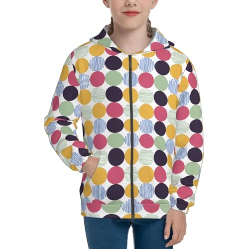 Polka Dot Kid Hoodies Boys Zip Up Sweatshirts Girls Pullover with Pocket3