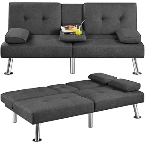 Yaheetech Convertible Sofa Bed Dark Gray Cover