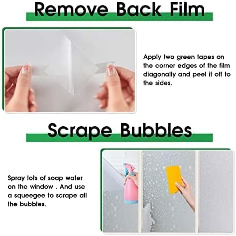 Image of HOME13 Frosted Glass Window Film Window Privacy Film, Removable Static Clings UV Protection Sun Blocking Window Tint for Home Bathroom and Office (24x108 Inch, Frosted Window Film)
