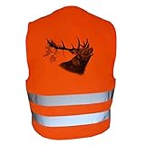 Poliéster, chaqueta de caza naranja fluorescente muy visible, bandas reflectantes (remiten la luz de una lámpara o de faros). Talla única, adecuada para todos