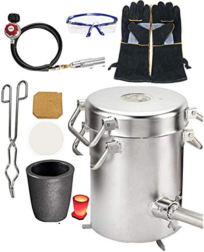 Beauty Life 0-28LBS(12.8KGS) Gas Propane Melting Furnace Kit, Stainless Steel 304,Up to 3272°F 1800°C,Crucible, Tongs Kiln,Melt Gold,Silver,Copper,Aluminum,Metal Melting Furnace,Jewelry Casting