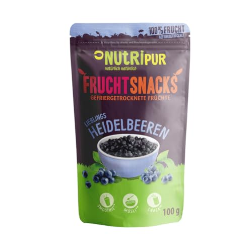 Gefriergetrocknete Heidelbeeren: 100g getrocknete Kulturheidelbeeren für Smoothie Müsli Porridge Topping Gefriergetrocknete Beeren ohne Zucker Zusatz Heidelbeeren gefriergetrocknet NutriPur