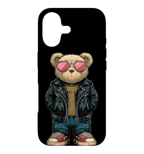 Bad Teddy Bear Look in Black Leather Jacket �R�X�`���[�� �X�}�z�P�[�X iPhone 17 �p