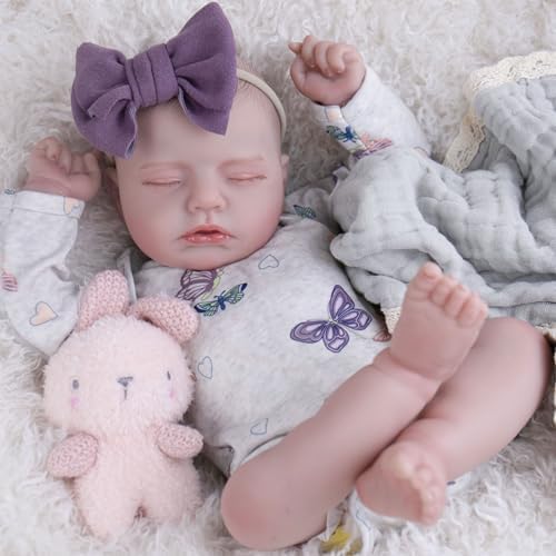 Lifelike Reborn Baby Dolls, 20 Inch Sleeping Newborn Doll Girls Adorable Realistic Baby Doll Soft, Cuddly & Poseable, Outfit & Accessories, Gift Box for Kids for Role-Play, Collectors