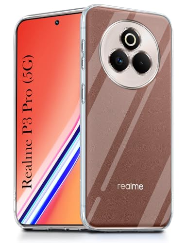 Image of Jkobi Back Cover for Realme P3 Pro (Silicone Clear Shockproof Case with Camera Protection and Dust Plugs | Transparent)