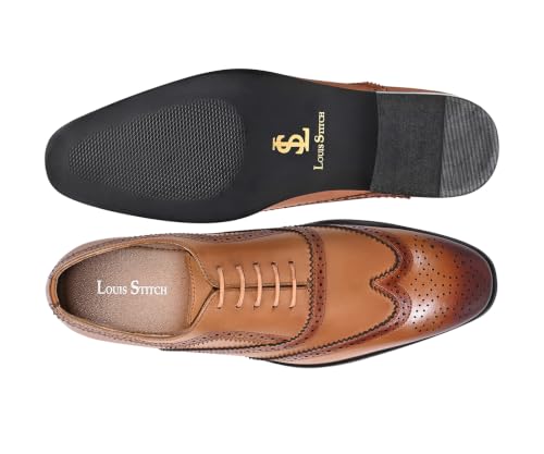 Image of LOUIS STITCH Men's Italian Crust Leather Brogue Shoes| Formal Lace-Up Shoes for Men | Perfect for Business, Formal & Parties | LSVX-EUBG