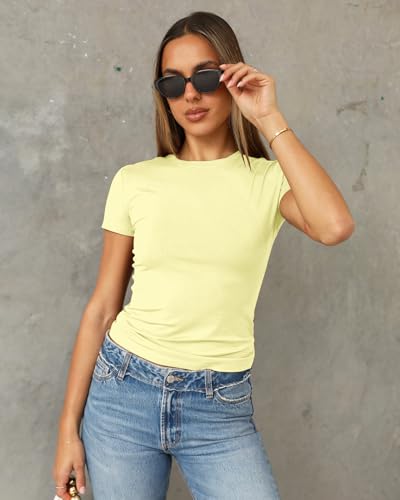 Image of Abardsion Women's Casual Basic Slim Fit T Shirts | Summer Clothes 2026 Going Out Crop Tops Short Sleeve Crew Neck Ladies Tees