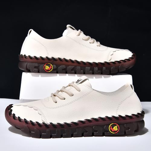 Image of Women's Tendon Soft Sole Casual Orthopedic Shoes Fashion HandSewing Leather Non-Slip Flat Loafers Low-top Outdoor Comfy Breathable Walk Mam Nurse Shoes