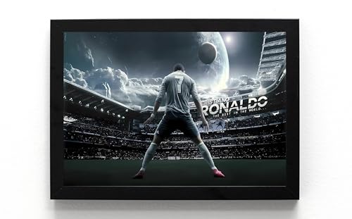Póster enmarcado de Cristiano Ronaldo, tamaño A5, diseño de leyenda de fútbol