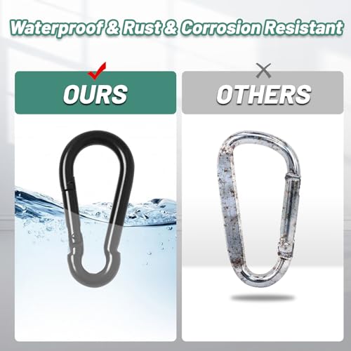 Image of Pixel Panda 3.1&4 Inch Heavy Duty Carabiner Clips Load 1000lbs, 2&4&8Pack Large Snap Hooks for Gym, Outdoor, Swing, Hammock