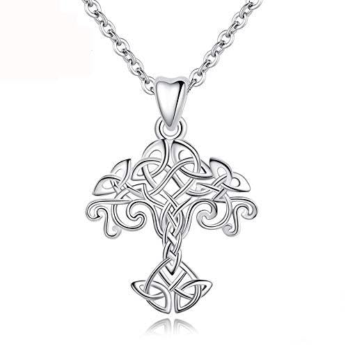Collier Arbre de Vie argent 925 femme avec pendentif Celtics Knot ras de cou tendance