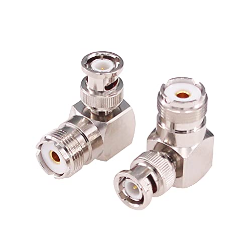 Adaptador coaxial BNC macho a UHF hembra ángulo derecho x2 miniatura 2