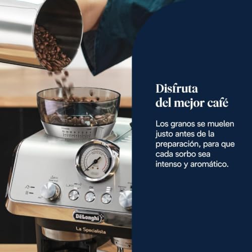 Miniatura 4 de De Longhi Perfetto La Specialista Arte, Máquina De Café Espresso Y Cappuccino Con Bomba, Máquina De Café En Grano, 3 Recetas Predefinidas, 8 Ajustes De Molienda, Ec9155.Mb, Metal Negro