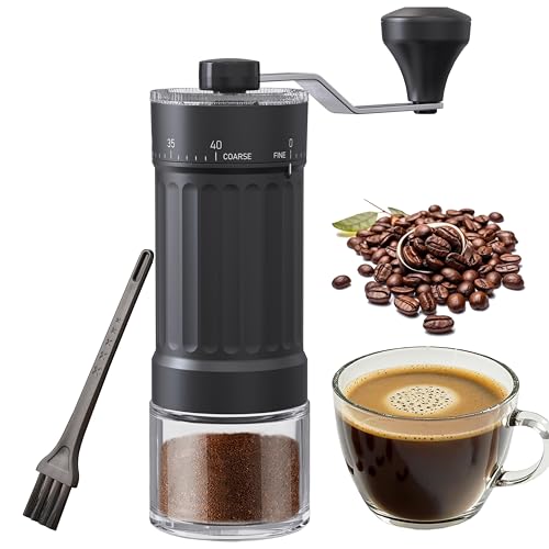 Portatile Macinacaffè Manuale con 40 Esterno Regolabile, Macinino Conicadi alta precisione in ceramica con Staccabile Manovella e Capacità di 30g per Viaggio/Campeggio/Ufficio/Casa