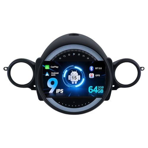 MISONDA Radio estéreo de coche IPS 2 Din Android 14 de 9 pulgadas para BMW Mini Cooper R55 R56 2007 2013   [2G+32G]   [Carplay integrado + Android Auto+GPS Navi]   Cámara SWC Bluetooth WiFi AUX SWC