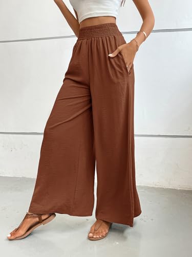 Women Linen Wide Leg Pants High Waist Boho Loose Fit Casual Beach Travel Palazzo Pants4