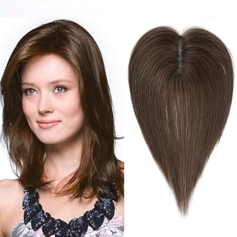 FU SHEN Hair Toppers for Women Real Human Hair Remy Human Hair Toppers for Women with Thinning in Hair Pieces Wiglets Upgrade Swiss Base Premium Remy Hair Toppers Hair Loss Clip in Top 10Inch(6#) Cover