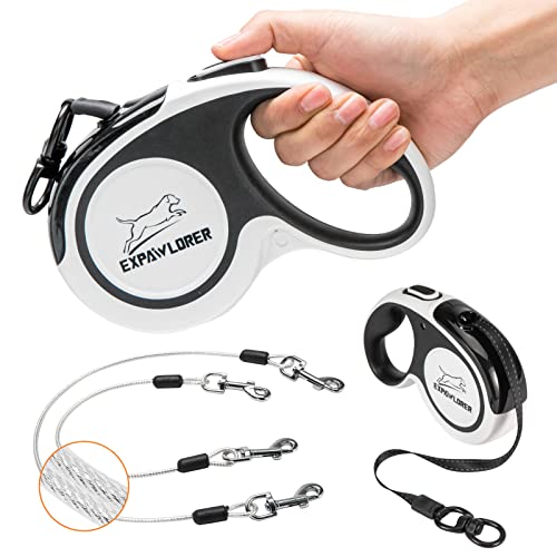 Chew Proof Retractable Dog Lead Reflective Extendable Double Dog