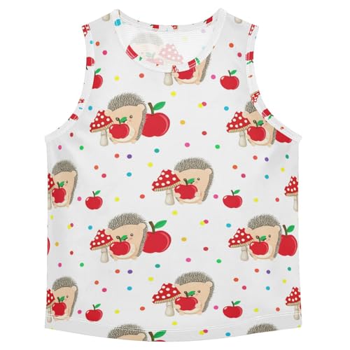 J JOYSAY Hedgehog Mushroom Dots Boys Tank Top Sleeveless Muscle Shirts Quick Dry Kids T-Shirts 3-15T