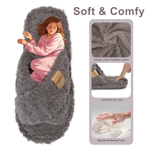 Image of GOEWY Fuzzy Open Toe Slippers for Women Cozy Memory Foam House Shoes Indoor