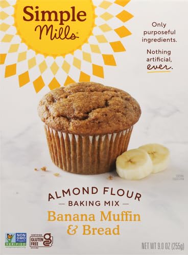 Image of Simple Mills Almond Flour Baking Mix, Banana Muffin & Bread Mix - Gluten Free, Plant Based, Paleo Friendly, 9 Ounce (Pack of 2)