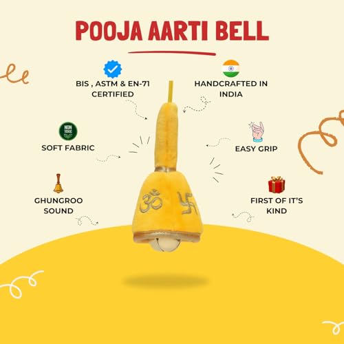 Image of Panda's Box Pooja Aarti Bell | As Seen on Shark Tank | Soft Musical Toy| Non-Toxic, Safe|Suited for Kids Temple, God Idols & Festive Decor| Best Return Gift for Newborn, Infants, Toddlers & Babies