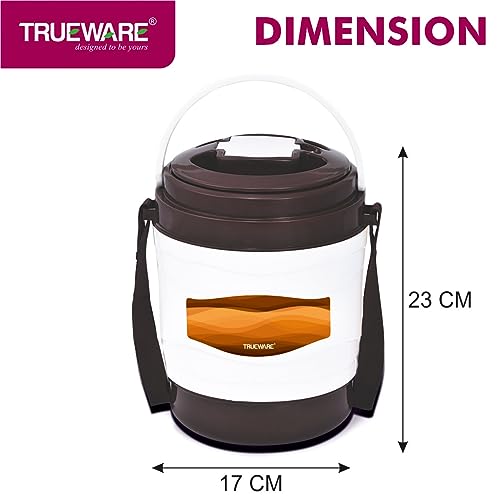 Image of Trueware Marina 4 Lunch Box with 4 Steel Container, 300 ml X 4 Brown | PU Insulated | Tiffin | Hot Lunch Box | Leak Proof | Easy to Carry | Food Grade | BPA Free | Office | Outdoors | for Men Women