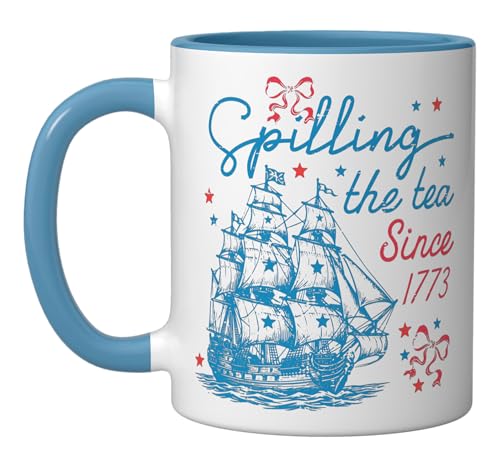 Taza cerámica azul/blanca 11 oz para café miniatura 1