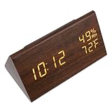 PRETYZOOM Dreieckiger Digitaler Wecker Dreieck Wecker Uhr Mit Temperatur Wecker Mit Temperatur Wohnzimmer Uhr Digitale Wecker Am Bett Elektrischer Wecker Digitaler Holzwecker Brown PVC