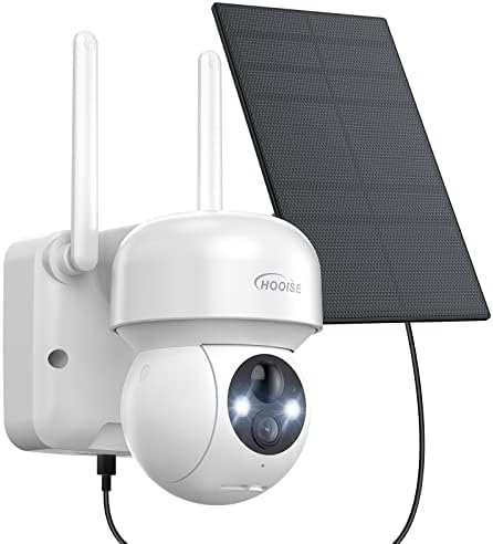 HOOISE Solar Security Cameras Wireless Outdoor,2K Battery Powered WiFi Outdoor Camera for Home Security with Color Night Vision, PIR Motion Detection,2-Way Talk, IP65 Waterproof,Siren Alarm