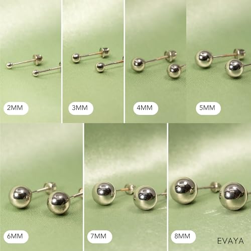 14k Real White Gold Ball Stud Earrings for Women & Men (2mm-8mm Diameter) - Real 14k Gold, Secure Screw Back Design4