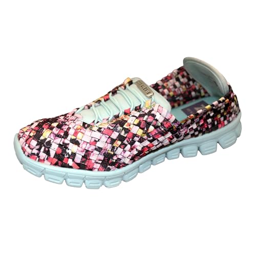 Image of Zee Alexis Women's Danielle Breathable Lightweight Flexible Casual Comfortable Slip-On No-Tie Elastic Laces Woven Sneakers