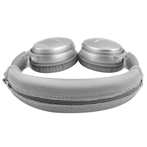 Juego de almohadillas de repuesto para orejas y diadema Geekria para audífonos Bose QuietComfort QC35, QC35 II Gaming, QC45, QC25, QC2, QC15 - Gris Plata miniatura 4