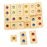 Mikinona 木製宝積み木 多機能知育 手指運動と視覚感覚を育む 積み重ねブロック 幼児向け学習用