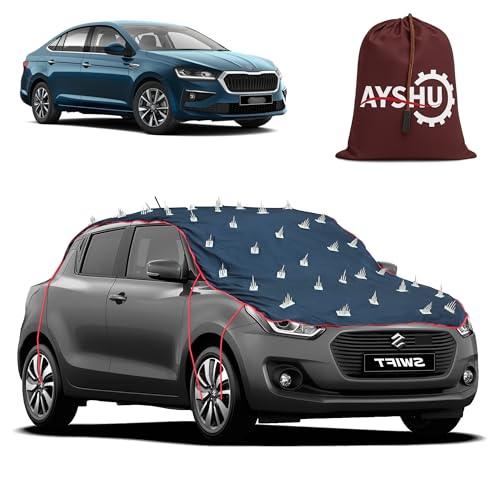 Image of AYSHU Water-Resistant Spike Car Cover for Skoda Slavia - Protects from Dogs, Monkeys, Dust, Sunlight & UV - Full Roof Universal Fit