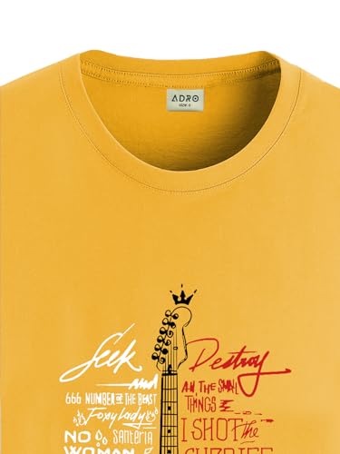Image of ADRO Guitar Design Printed T-Shirt for Men - 100% Cotton, Regular Fit, Soft Breathable Fabric.