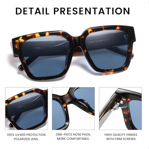DUCO Retro Squar Acetate Polarized Sunglasses for Men Women UV400 Protection Shades Driving Hiking Glof Sun Glass DC23424