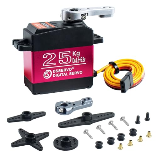 Hosyond 25kg High Torque RC Servo Full Metal Gear Waterproof Steering Servo Motor Compatible with 1/6, 1/8, 1/10, 1/12 RC Car(Control Angle 270°)