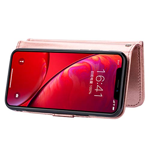 Black Sales Friday Deals Cyber Sales Monday Deals-iPhone 11 Wallet Case [2 in 1 Detachable] Premium Vintage Leather Wallet Case Magnetic Detachable Slim Back Cover Card Holder Wrist Strap(Rose Gold)
