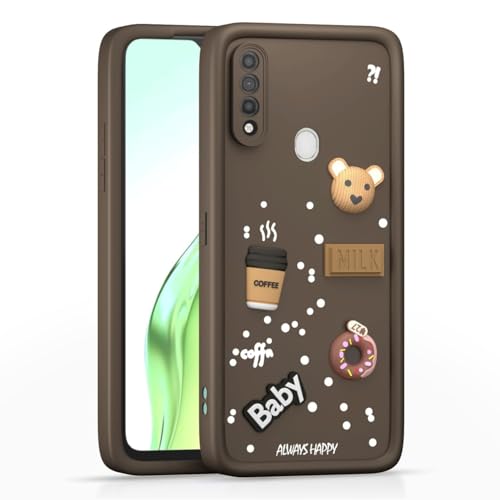 Image of Bintage Case Ball Bear| Donut| Milk Cake| Baby| Coffee Rubber Case Camera Protection Back Cover Compatible for Vivo U3 / Vivo Y19 4G - Brown