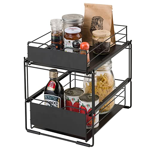 キッチンラック 調味料ラック シンク下ラック スライド式 幅28×奥行37.5×高さ35.5cm KSR-30BK