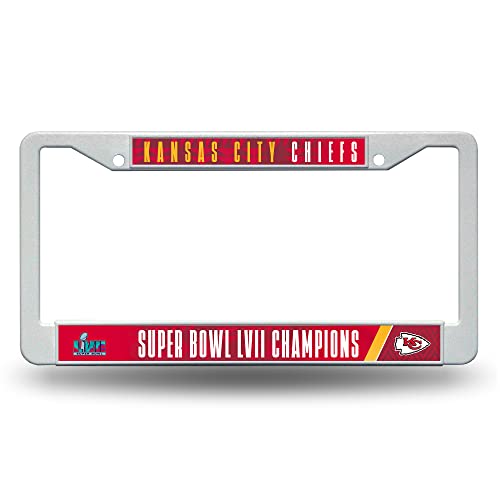 Rico Industries NFL Kansas City Chiefs 2023 Super Bowl Champions Plastic Frame 12″ x 6″ Plastic Car Frame, White