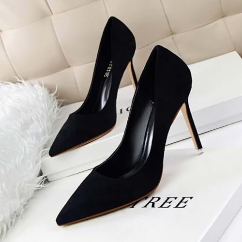 Women's Pointed Toe High Heel Pumps 3.5" Classic Stiletto Suede Shoes Bridal Party Dress Heels for Casual 6