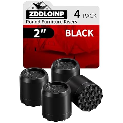 ZDDLOINP Bed Risers 2 Inch, Round Furniture Risers with Adsorption Non-Slip Suction Cups Bottom, Bed Risers Heavy Duty Table Risers Keep Bed, Sofa, Desk, Dresser from Moving (4 Pack,Black) Cover